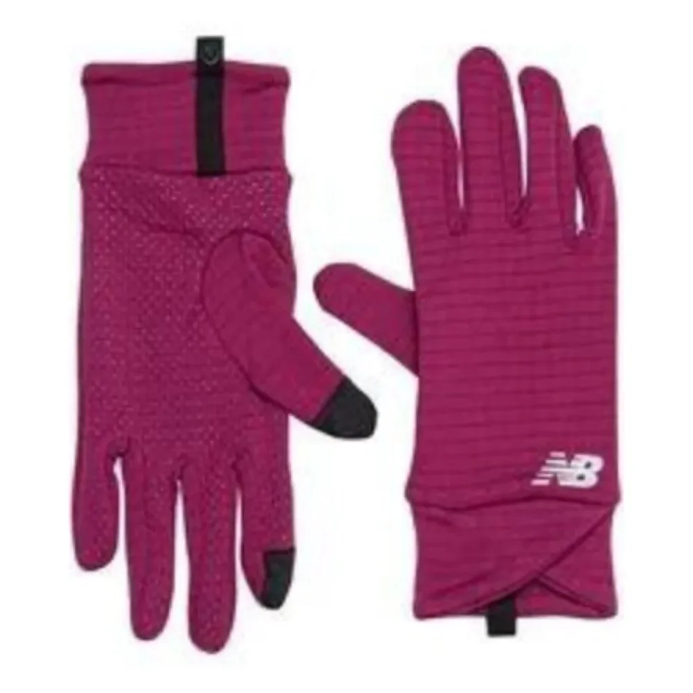 New Balance Women Pink Grid Fleece Touch -Tip Technology Gloves Size Lar…